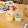 Taza de yogur, taza especial para leche de doble piel, desechable con cuchara, gelatina de postre, gelatina de leche, pudín, plástico resistente al frío y a altas temperaturas