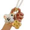 Cadena para Teléfono Móvil de Trébol de Cuatro Hojas Dorado 999 de la Suerte con Llavero de Dinero Concha de Agua Colgante Dorado Mismo Estilo como Regalo