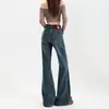 Jeans de Microcampana de Alta Gama de Moda para Chicas Atrevidas de Mujer de Cintura Alta Adelgazantes Elásticos Levanta Glúteos Azules Claros Versátiles de Campana