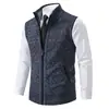 Chaleco de Punto para Hombre con Cuello Alto, Chaleco Suéter sin Mangas, Chaqueta Chaleco Gruesa con Cremallera, Colección Otoño e Invierno 2023 Transfronteriza