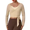 Blusa Nueva de Estilo Primavera y Verano de Manga Larga, Ropa de Yoga, Tirantes Ajustados, Conjunto de Dos Piezas con Copas en el Pecho, Traje de Entrenamiento de Baile