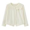 Cardigan de Punto Versión Coreana 2026 para Niños Pequeños y Medianos, Chal Pequeño de Algodón con Lazo para Niña, Camiseta de Aire Acondicionado para Niña