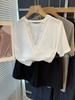 Camiseta de Verano para Mujer con Encaje Coreano Dongdaemun en la Espalda, Empalme, Espalda Descubierta, Holgada, Manga Corta