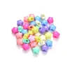 Acrílico Color Primavera Lazo Agujero Grande Corazón de Melocotón Garra de Gato Cuentas Sueltas Niños Pulsera DIY Cadena de Teléfono Móvil Accesorios de Joyería