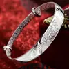Pulseira de prata Longfeng Fu Prata Esterlina Feminina 999 prata pura pulseira de herança para idosos estilo étnico presente para o Dia das Mães