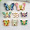 Accesorios de Joyería de Aleación Tradicional Dorada Tridimensional, Cuentas Espaciadoras de Mariposa de Esmalte Azul con Agujero Recto, Hilo para Ensartar Horquillas de Abalorios Hechas a Mano para Bricolaje