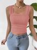 2024 Cross-border europeu e americano roupas femininas Amazon primavera e verão nova moda sem mangas umbigo quadrado colar cinto de ombro top top