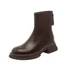 Botas marrons finas para mulheres, nova coleção outono/primavera 2024, botas Martin versáteis, estilo britânico, botas elásticas, coturnos de sola grossa