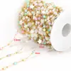 Corrente Colorida Europeia e Americana com Clipe de Pedra Colunar e Contas Douradas Aço Inoxidável Banhado a Ouro Acessórios para Fazer Colares e Pulseiras