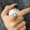 Anillo plisado geométrico personalizado estilo coreano para mujer, Anillo abierto con letra de moda retro para mujer, Anillo de dedo índice versátil de tendencia hip-hop