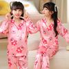 Pijama de Niñas Verano Delgado Seda de Hielo Manga Larga Cuello en V 2024 Nuevo Niñas Niñas Primavera y Otoño Ropa para el Hogar Traje