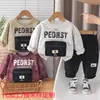 Conjunto de Ropa de Otoño para Niños 2026 Ropa Nueva de Primavera y Otoño Bebé Niños Sudadera con Estampado de Letras Bolsillo Grande Conjunto de Dos Piezas para Bebé Moderno