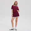 Conjunto de Camiseta Polo Estilo Americano para Mulheres, Verão Manga Curta Slim Fit Esportivo Yoga Tênis Roupa Fitness Conjunto de Duas Peças