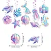 Nuevo tema de sirena escamas de pez rosas estrella de mar concha tarjeta colgante dije en espiral traje suministros de decoración para fiestas