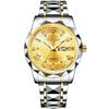 Reloj Original para Pareja de Hombres y Mujeres Impermeable Luminoso Doble Calendario Correa de Acero Reloj de Cuarzo Correa de Acero Inoxidable Hebilla de Mariposa