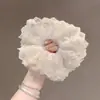 Scrunchie de Renda com Pérolas Estilo Coreano de Verão para Mulheres, Acessório de Cabelo Versátil, Elástico de Cabelo Super Delicado e de Conto de Fadas