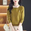 Suéter de Punto con Cuello Polo para Mujer, Manga Larga, Nuevo Estilo Primavera 2026, Corte Holgado, Rejuvenecedor, Cuello Solapa, Top Básico de Punto