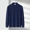 Camisa polo casual de luxo masculina de manga comprida com gola pequena, nova moda outono 2026, camiseta polo casual da moda de cor sólida