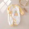 Mameluco fino de algodón para bebé, mameluco para recién nacido, traje para gatear con protección para la barriga, ropa estilo mariposa, ropa de casa para otoño e invierno, ropa para niños