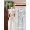 Liquidação, Sem Devoluções ou Trocas. Roupas Femininas de Verão, Estilo Francês Suave, Detalhe em Renda, Blusa Xadrez com Amarração 26823