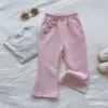 Calça Flare Infantil para Meninas Roupa de Outono Estilosa Slim Fit Calças Casuais Outono/Inverno Crianças Pequenas e Grandes Calças Flare Roupa Externa Versátil Calças Longas