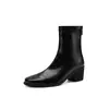 Botines elásticos de estilo coreano, modernos y minimalistas, de 5,5 cm, ajuste ceñido, colección otoño/invierno 2026, punta cuadrada, tacón grueso y cremallera trasera, estilo botín corto