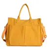 Bolsa tote grande de cinco dólares para mulheres, bolsa transversal simples de veludo cotelê, cor sólida, bolsa tote com múltiplos bolsos