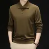 Moda Masculina de Primavera y Otoño Camiseta de Manga Larga con Solapa Grande Capa Base Ropa de Punto para Jóvenes Camisa POLO Ropa de Hombre Top de Moda