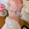 Pulsera de Perlas Rosa Dulce Rosa Francesa para Mujer, Lujo Ligero, Aspecto de Alta Calidad, Pulsera de Moda y Versátil para el Uso Diario