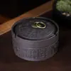 Cinzeiro de cerâmica de argila roxa criativo com tampa, cinzeiro de cerâmica vintage grande personalizado de alta qualidade anti-respingo para escritório