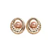 Pendientes de Perla Geométricos Dorados Transfronterizos Europeos y Americanos Color Champaña, Pendientes de Nicho de Gama Alta, Pendientes Estilo Palacio Retro al por Mayor