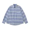 Camisa de manga larga a cuadros de estilo americano moderno para hombre, perfecta para primavera y otoño, con un toque de inspiración japonesa, versátil, de corte holgado y casual con cuello de solapa