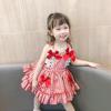 Vestido Princesa Lolita Xadrez com Laço para Meninas 26 Verão Novo Estilo Comércio Exterior Roupas Infantis Atacado