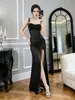 Vestido Sexy para Discoteca con Parches de Malla, Falda de Sirena, Diseño Espalda Descubierta Transparente, Uniforme de Terapeuta de Spa Ceñido a la Cintura