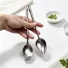 Colher de Gelo Flor de Cristal de Titânio Puro Cabo Estendido Oco Estilo Coreano Ponta Redonda Pontiaguda Colher de Mesa Doméstica para Comer e Sopa