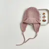 Atmósfera Invernal Ins Sombrero de Lana Tejido Coreano Sombrero de Invierno Cálido para Niños Protección para los Oídos Gorra de Aviador Gorro de Esquí con Protección para los Oídos