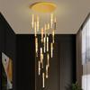 Lustre de Escada de Luxo Leve Cristal Escolha Escada em Caracol Rotativa Vazia Loft Apartamento Villa Edifício Duplo Minimalista Lustre Longo