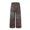 Jeans de Pierna Ancha Estilo Wasteland Callejero Americano Nuevo 2025 para Hombre Jiayiku con Pintura Pesada Graffiti Teñido Sucio