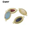 WT-C334 Colgante Exquisito Oval de Piedra Preciosa de Color Amatista Destello Piedra de Cuarzo Rosa Borde de Circonita