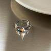 Anillo de estrella con esmalte de gota colorido para mujer, personalidad creativa, bambú pintado, flor pequeña, anillo de plata S925, anillo para el dedo índice
