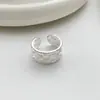 Anillo de Textura Tejida Dulce para Mujer, Borde Ancho Geométrico, Anillo Abierto de Moda Versátil, Tendencia de Anillo para Dedo Índice Estilo Ins