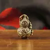 Pingente de sino vintage em latão puro, sino Vajra estilo Xizang, sino com caractere de fortuna, sino de cobre, coleção de sinos de mão, pequeno item decorativo