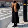 Saia plissada de tweed grossa estilo coreano, cintura alta, modeladora, casual, perna larga, para mulheres, outono/inverno 2026
