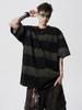 Nasa Tie-Dye Rayado Manga Corta Verano Trendy Americano Retro Manga Media Top de Pareja Talla Grande Oversize Manga Cinco Puntos