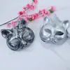 Máscara Facial de Gato de Halloween Plástico Antiguo Retro Placa Ligera Máscara de Media Cara Accesorios para Fiesta de Venecia Baile de Graduación Disfraz