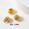 Acessórios de cristal DIY para pulseiras, contas espaçadoras douradas com areia, materiais para joias banhados a ouro cobre e acessórios de cordão feitos à mão