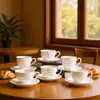 Taza de Café y Platillo de Porcelana de Hueso Directo del Fabricante, Soporta Horneado a Alta Temperatura e Impresión de Logotipo, Soporta Producción de Muestras, Pedido Mínimo de 100 Juegos