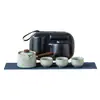 Tetera de Cerámica Tianqing Ru Kiln con Rama de Flor de Ciruelo y Diseño de Clavo, Juego de Té de Viaje, Kit Portátil para Beber Té