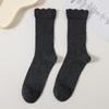 Meias boca de bolha cinza femininas meias de comprimento médio primavera e outono cor sólida algodão japonês sapatos de couro para meninas meias de outono e inverno meias felpudas