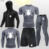 Traje deportivo de fitness transfronterizo para hombre, para correr, entrenar, primavera y verano, de secado rápido, muy elástico, ajustado, para correr por la mañana y por la noche, para baloncesto.